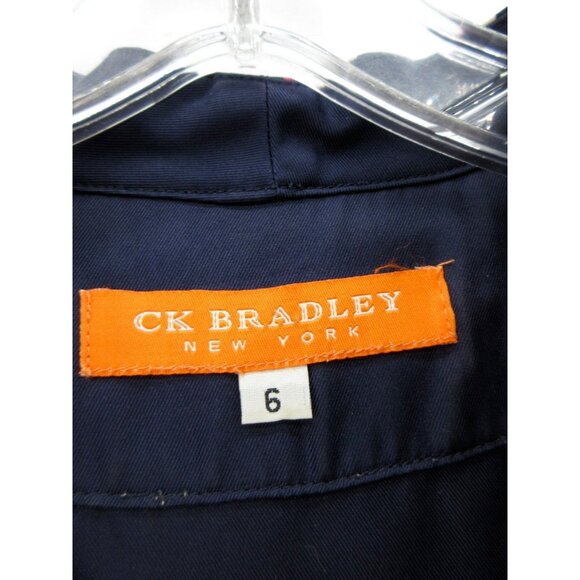 CK Bradley Top 6 Silk Blouse Round Neck Side Zip Career Colorful - Picture 9 of 11